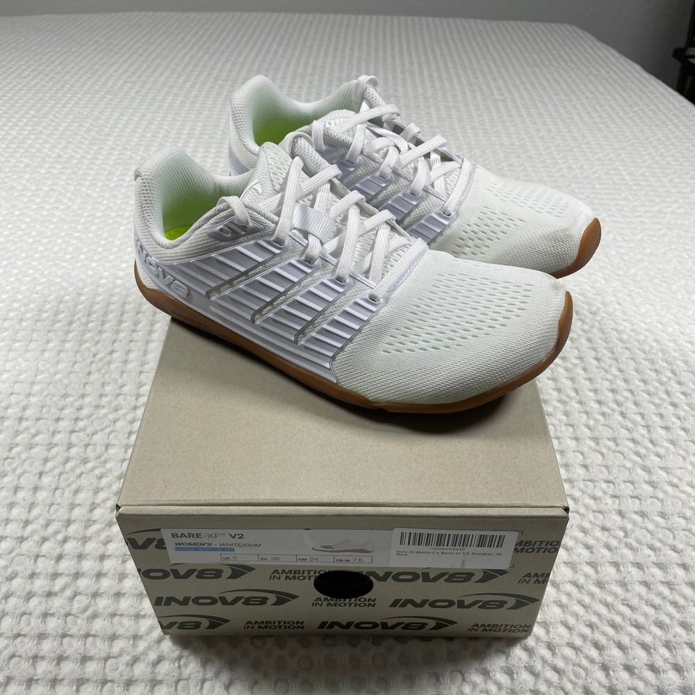 $135 Inov8 Bare V2 White/Gum Womens 7.5 Barefoot Wide Toe Box